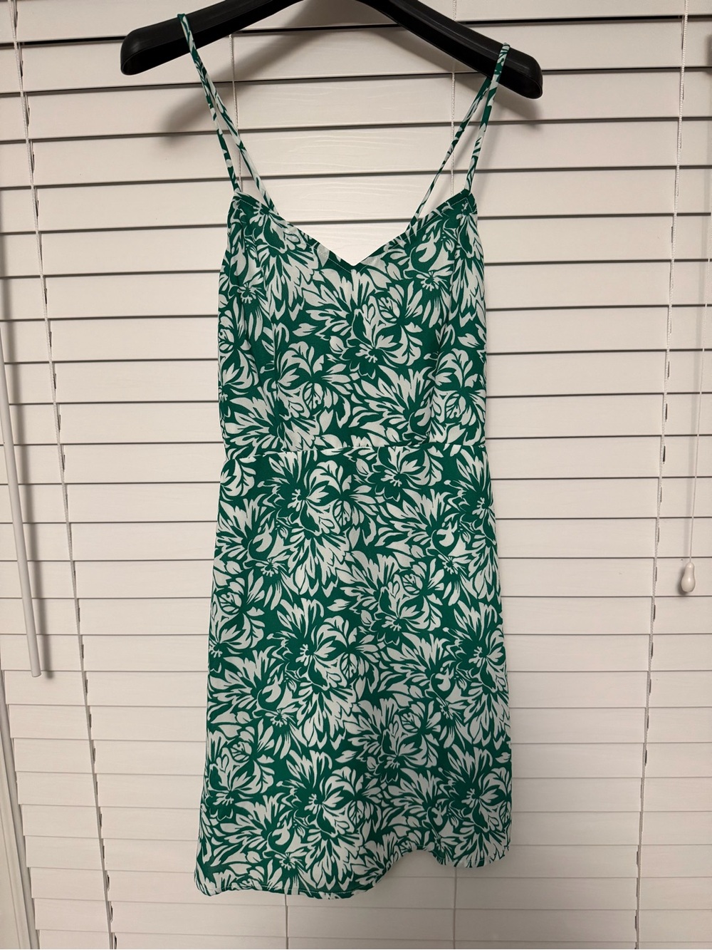 Lulus Emerald Floral Slip Mini Dress with White Print